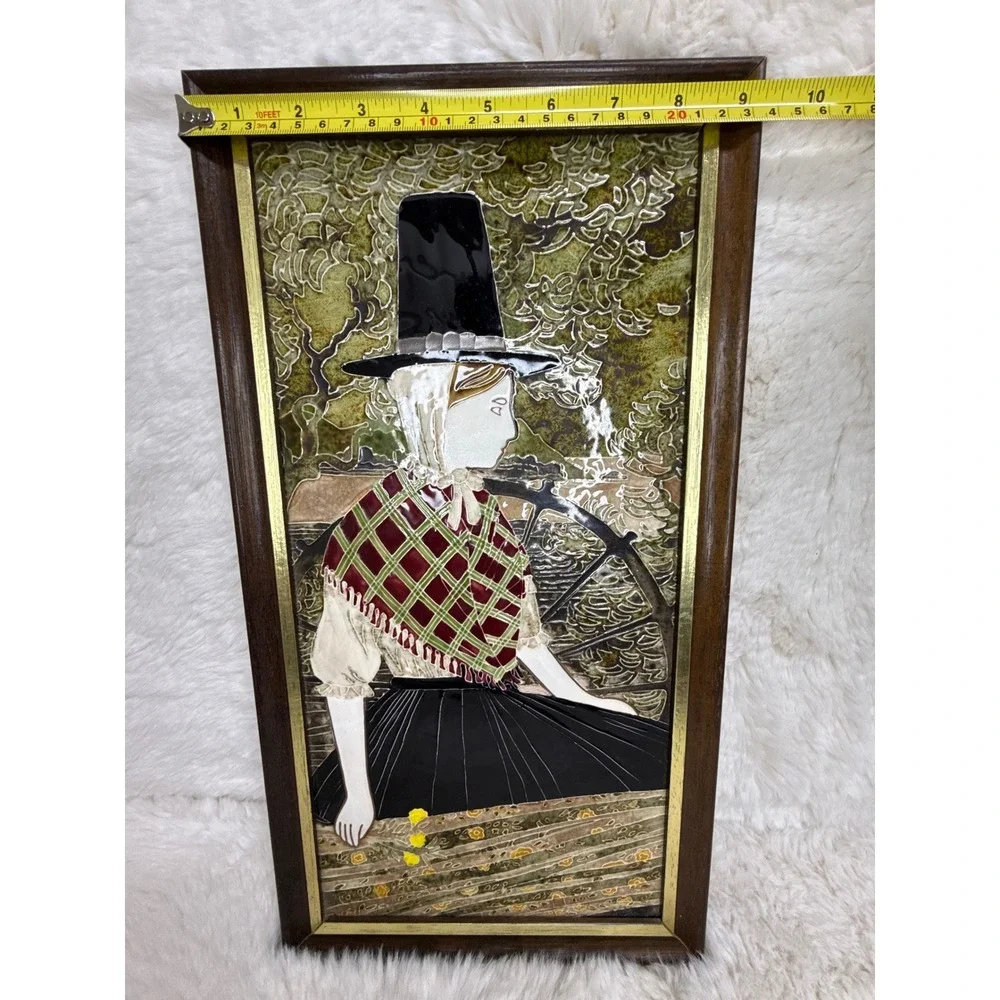 Vintage Rare Maw & Co Hand Majolica‎ Tile Painting Welsh Lady Framed England